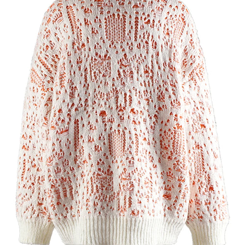 Load image into Gallery viewer, Orange Holes Big Size Knitting Sweater Round Neck Long Sleeve Women Pullovers New Fashion Tide Spring Autumn 2025 CPG2566
