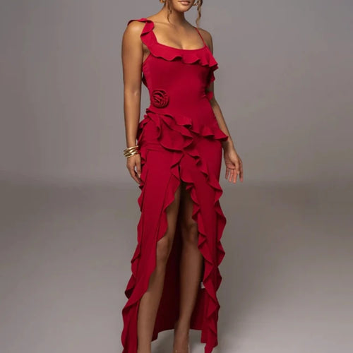 Load image into Gallery viewer, Elegant Thin Shoulder Strap Bodycon High Split Evening Dress Women Fashion Sexy Open Back Slim Dress Female Partywear
