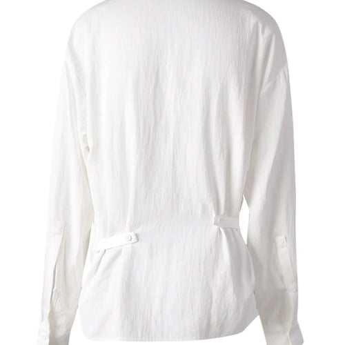 Load image into Gallery viewer, Women Balck Irregular Knot Big Size Elegant Blouse New Lapel Long Sleeve Shirt Fashion Tide Spring Autumn 2025 CPG3249
