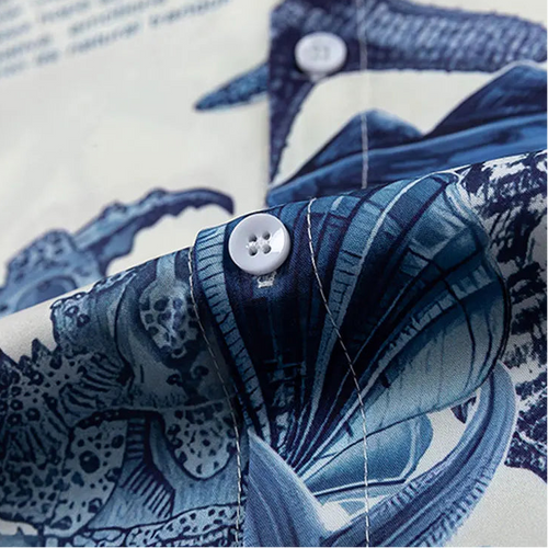 Load image into Gallery viewer, Harajuku Oversize Shirts Summer Retro Sea World Letter Graphic Print Button Up Blouse Streetwear Hip Hop Loose Short Sleeve Tops
