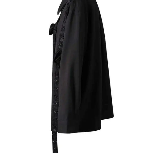 Load image into Gallery viewer, Women Black Three-dimensional Flower Big Size Blouse New Lapel Long Sleeve Shirt Fashion Tide Spring Autumn 2025 CPG2864
