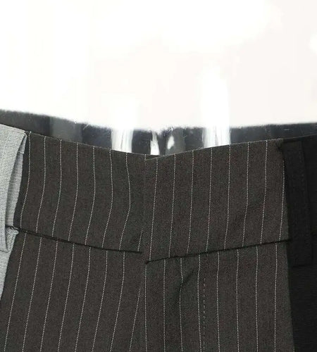 High Elastic Waist Black Gray Striped Spliced Wide Leg Pants New Trousers Women Fashion Tide Spring Autumn 2025 1DH59370