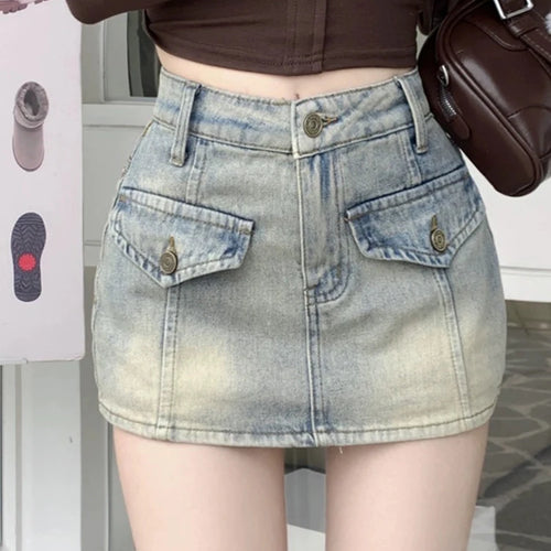 Load image into Gallery viewer, Summer Classic Washed Sexy High Waist Slim Female Mini Skirts New Fashion Distressed Simple A-line Casual Chicly Women Y2k Skirt
