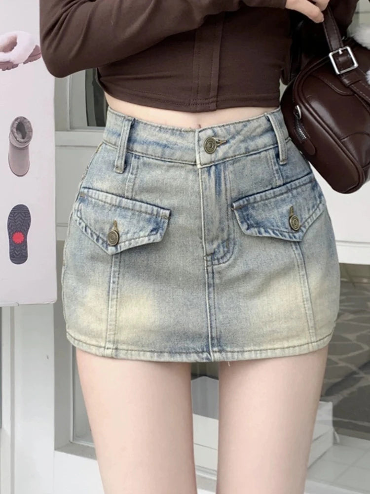 Summer Classic Washed Sexy High Waist Slim Female Mini Skirts New Fashion Distressed Simple A-line Casual Chicly Women Y2k Skirt