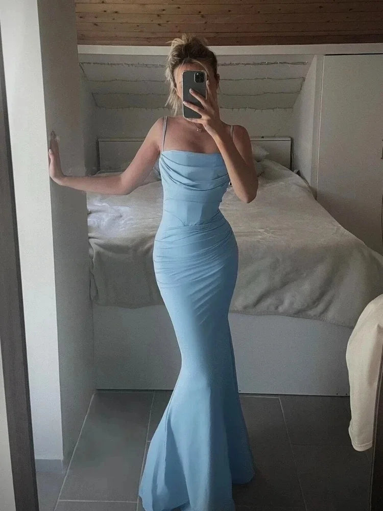 Maxi Elegant Dresses for Women white Draped Corset Dress sexy Long Slim Wedding Party Dresses Wholesale