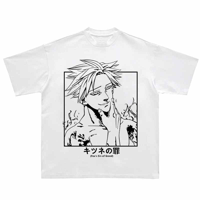 Vintage Washed Tshirts Anime T Shirt Harajuku Oversize Tee Cotton fashion Streetwear unisex topv2