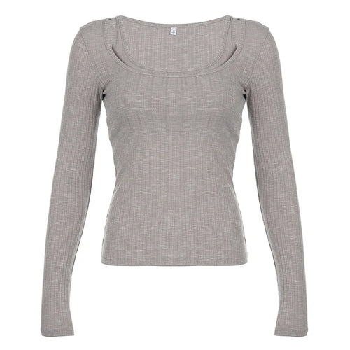 Load image into Gallery viewer, Two Pieces Set Autumn Simple Casual Long Sleeve Vintage Women T-shirts + Japanese Solid Bottoming Y2k Aesthetic All Match Tanks
