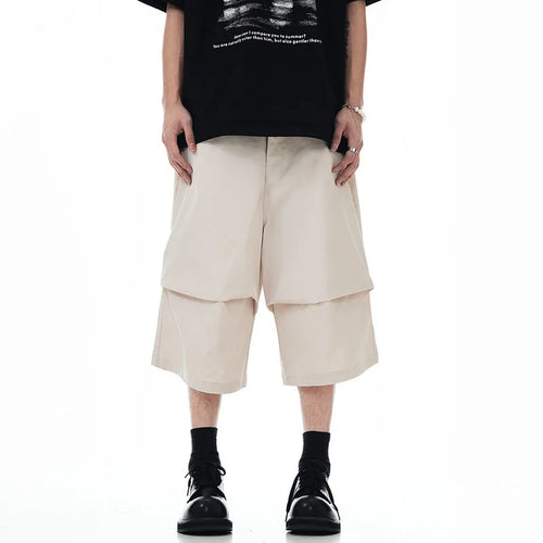 Load image into Gallery viewer, Men's Cargo Shorts New American Silhouette Curved Knife Design Solid Color Trendy Pleated Stylish Male Simple Pants 9W1712
