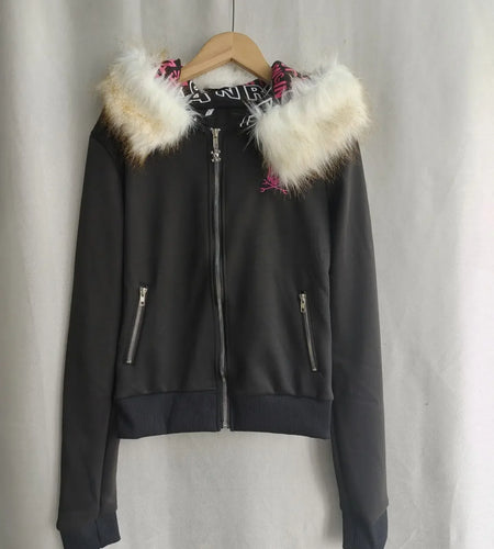 Black Goth Hoodie Women's Clothes Letter Skull Embroidery Zipper Y2k Coat Fashion Hooded Jacket Japanese Sweatshirts Y2K Tops