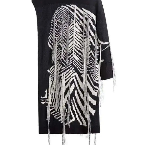 Load image into Gallery viewer, Women  Knitting Striped Tassels Big Size Dress New Round Neck Long Sleeve Loose Fit Fashion Tide Spring Autumn 2025 SG592
