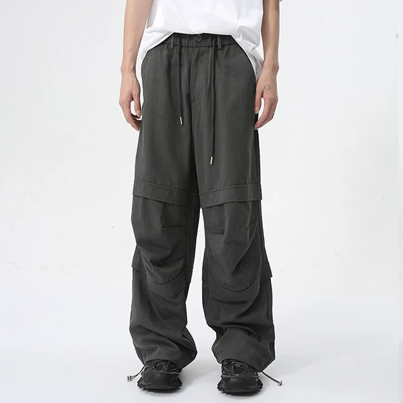 Men's Wear Overalls Spring New American Style Men Casual Pants Deconstructed Spliced Straight Loose Trousers Trendy 9C5980