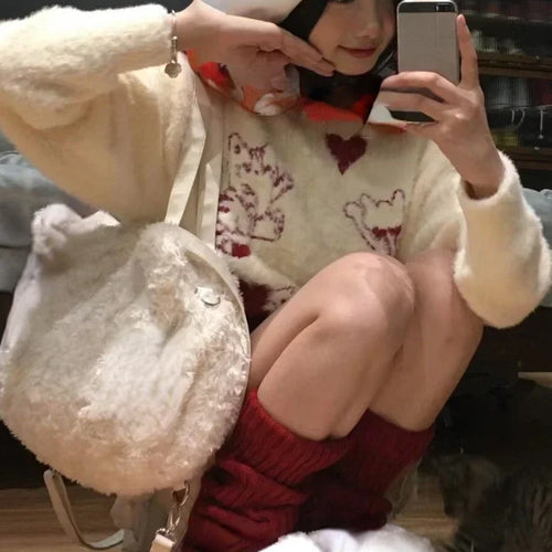 Load image into Gallery viewer, 2025 Japanese Cartoon Sweet Kawaii Cat Women Sweaters Winter Grunge Loose Pullovers Y2k Aesthetic Loose Vintage Knitted Jumpers
