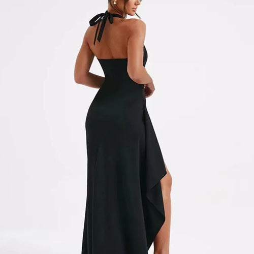Load image into Gallery viewer, Elegant Sleeveless Bodycon High Slit Party Evening Dress 2024 Autumn New Hanging Neck V-neck Backless Long Dress Vestido
