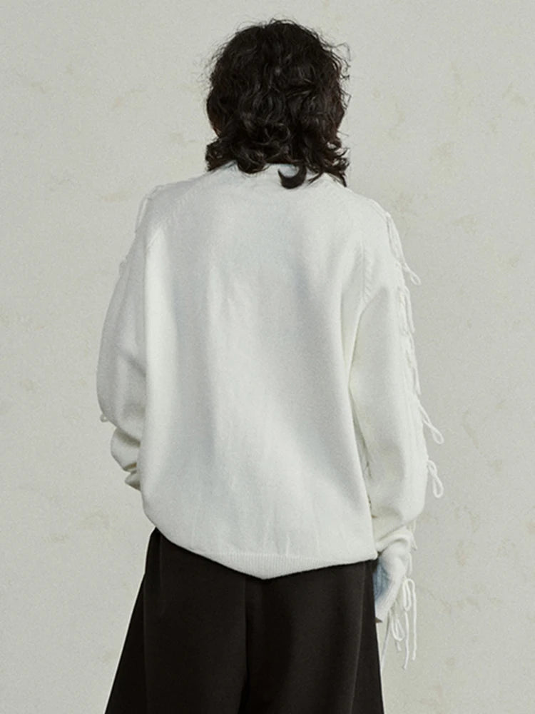 Black Tassels Big Size Knitting Sweater Round Neck Long Sleeve Women Pullovers New Fashion Tide Spring Autumn 2025 1DH4320