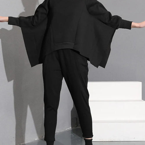 Load image into Gallery viewer, Loose Black Irregular Sweatshirt New Turtleneck Long Sleeve Women Big Size Fashion Tide Spring Autumn 2025 WD00301
