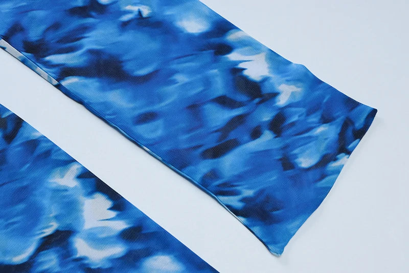 Halter Backless Print Sexy Maxi Dress For Women Gown Elegant Blue Printed Lace-up Sleeveless Evening Long Dress