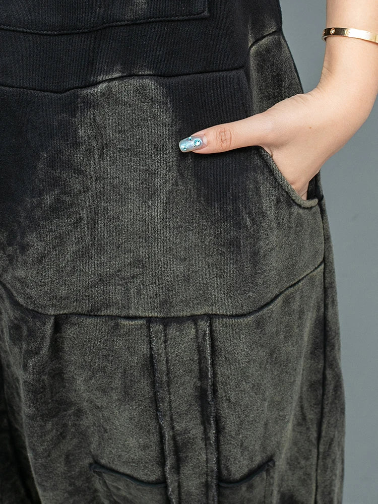 High Waist Black Vintage Big Size Long Casual Overalls Jeans New Women Trousers Fashion Tide Spring Autumn 2025 1DH9547