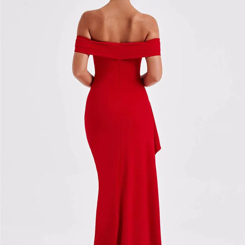 Load image into Gallery viewer, Elegant Off-shoulder High Split Maxi Dress Women Fashion Strapless Sleeveless Backless Bodycon Club Party Sexy Dress
