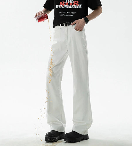 Men's Jeans New American Style Solid Color Simple Trendy High Street Straight Leg Stylish Male Sunmmer Trousers 9W1855