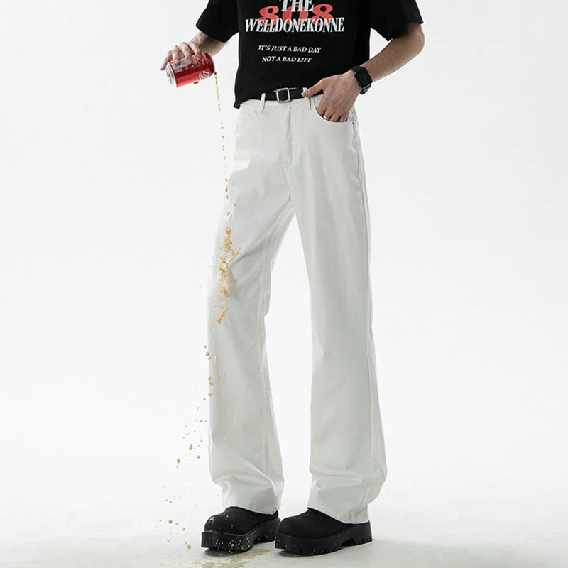 Men's Jeans New American Style Solid Color Simple Trendy High Street Straight Leg Stylish Male Sunmmer Trousers 9W1855