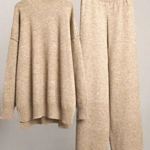 Load image into Gallery viewer, Big Size Red Sweater Wide Leg Pants Two Piece Suit New Turtleneck Long Sleeve Women Fashion Spring Autumn 2025 1DH8550
