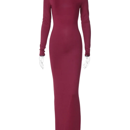 Load image into Gallery viewer, Spring Elegant Long Sleeve Backless Solid Cuched Sexy Slim Maxi Prom Dress Women Clothes Evening Party Birthday Club
