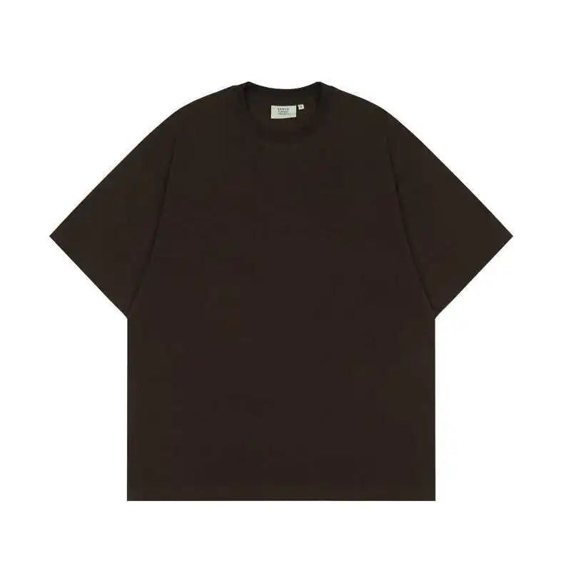 Men's Short Sleeve T-shirts American Solid Color T-shirt Casual Style Loose Round Collar Simple Menwear Summer 9W1473