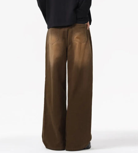 Men's Jeans New American Washed Deisgn Distressed Baggy Fashion Denim Pants Male Straight Leg  Casual Bottoms 9W1551