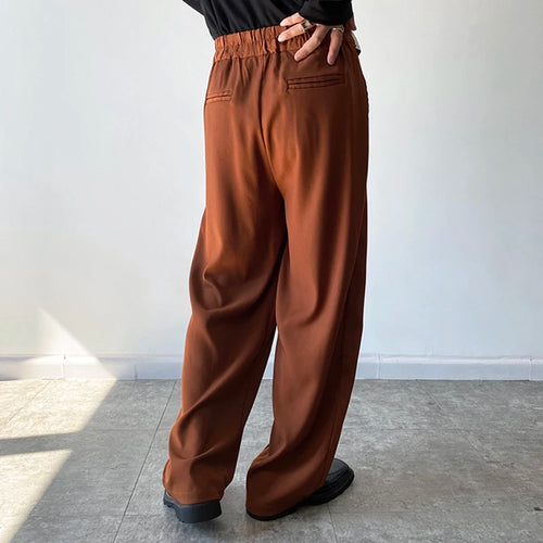 Load image into Gallery viewer, Men Suit Pants Casual Korean Style Contrast Color Belt Design Simple Fashion Wide Legs Male Trousers Stylish C5708
