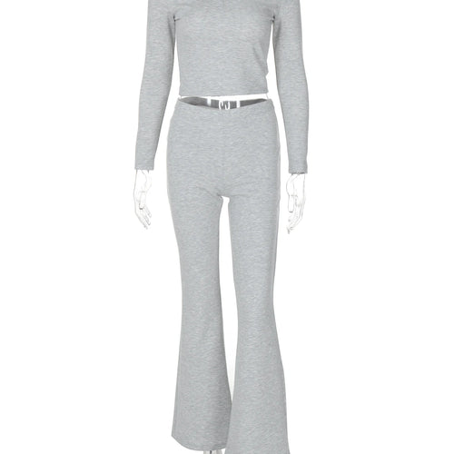 Load image into Gallery viewer, Fall Casual 2 Pieces Sets Solid Long Sleeve Sexy T-Shirt Wide Leg Pants Women Clothes Streetwear Workout Tracksuits
