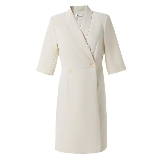 Load image into Gallery viewer, Summer Korean Solid Elegant Slim Short Sleeve Workwear Blazer Dresses Women Double-breasted Versatile Professional Dress Fashion
