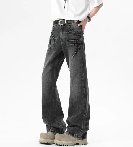 Men Jeans New American Three Dimensional Detachment Spicing Light Flare Pants High Sreet Style Straight Leg Bottoms 9W1538