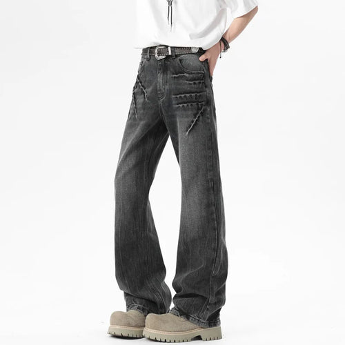 Load image into Gallery viewer, Men Jeans New American Three Dimensional Detachment Spicing Light Flare Pants High Sreet Style Straight Leg Bottoms 9W1538
