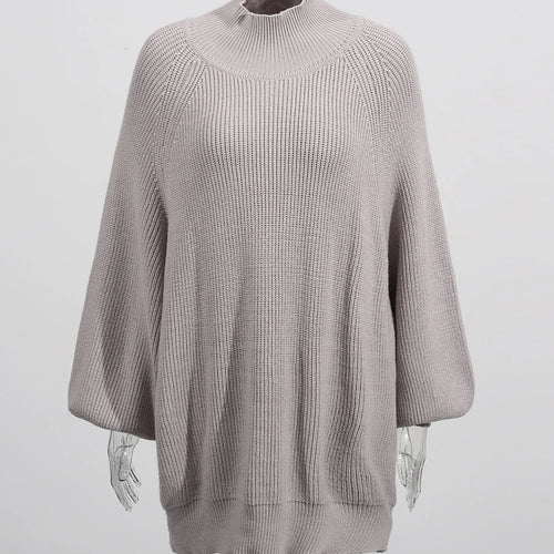 Load image into Gallery viewer, Solid Loose Spliced Pockets Casual Sweaters for Women High Neck Long Sleeves Minimalist Sweater Female Clothing New
