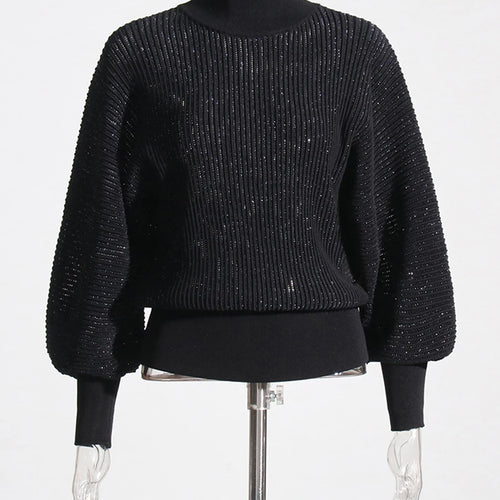 Load image into Gallery viewer, Loose Sheer Minimalsit Knit Sweaters for Women High Neck Long Sleeves Basics Sweater Female Fashion Clothing New
