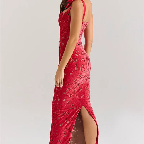 Load image into Gallery viewer, Bows Lace Sexy Maxi Dress For Women Fashion Sleeveless Backless Bodycon New Year's Birthday Club Party Long Dress
