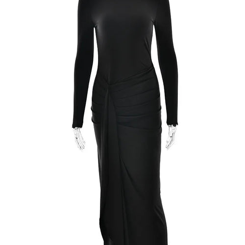 Load image into Gallery viewer, Elegant Long Sleeve Bodycon Party Club Women Evening Dress 2025 Autumn/Winter New Height Split Elastic Tight Vestido
