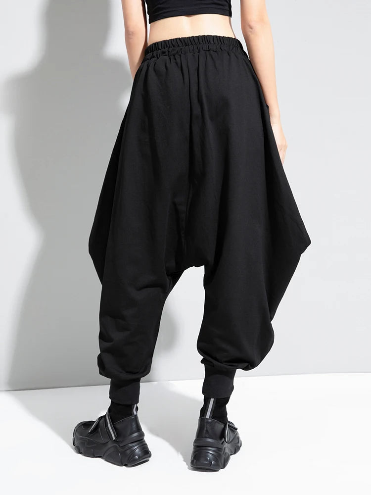 High Elastic Waist Black Brief Long Harem Trousers New Loose Fit Pants Women Fashion Tide Spring Autumn 2025 1DC778