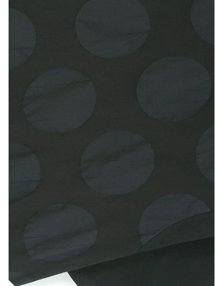 Women Black Dot Ruffles Big Size Casual T-shirt New Round Neck Short Sleeve Fashion Tide Spring Summer 2025 1DJ0188