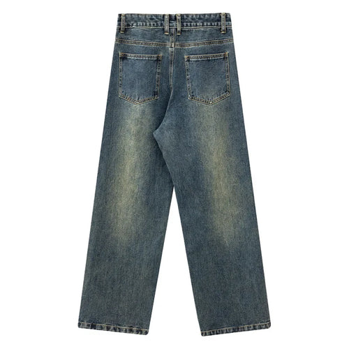 Load image into Gallery viewer, American Style Men's Denim Pants Washing Solid Color Washing Metal Design Straight Wide Leg Loose Male Jeans Summer 9W1984
