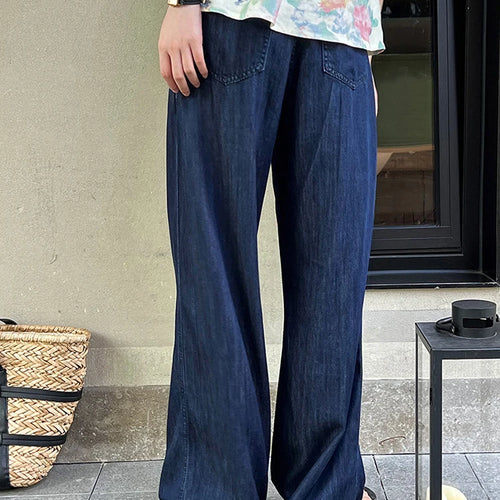 Load image into Gallery viewer, High Waist Blue Denim Thin Casual Pocket Wide Leg Jeans New Women Trousers Fashion Tide Spring Autumn 2025 1DJ1212
