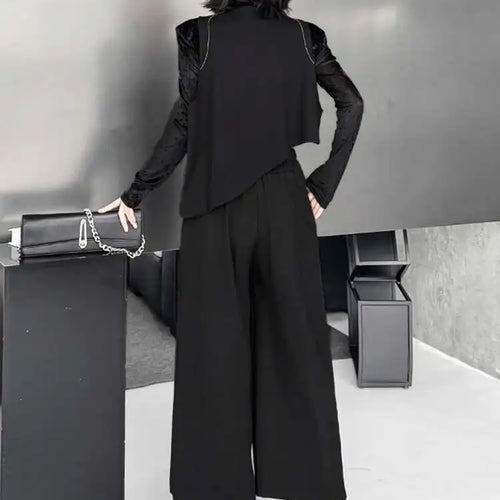 Load image into Gallery viewer, High Elastic Waist Black Metal Circle Irregular Wide Leg Pants New Trousers Women Fashion Tide Spring Autumn 2025 1DJ0262
