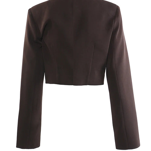 Load image into Gallery viewer, Brown Short Blazer Wide Leg Pants Two Piece Suit New Lapel Long Sleeve Women Fashion Tide Spring Autumn 2025 1DJ1092
