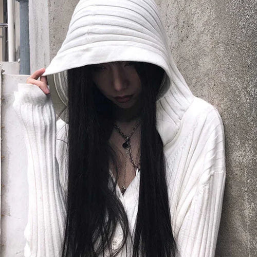 Load image into Gallery viewer, Harajuku Black White Sweater Cropped Cardigan Women Korean Fashion Streetwear Jumper Female Autumn Hoody Knitted Top
