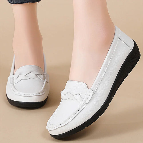 Load image into Gallery viewer, Shoes Women 2025 New Loafers Slip On Flats Leather Shoes Woman Comfortable Flat Shoes Women White Zapatos Mujer Women&#39;s Footwear
