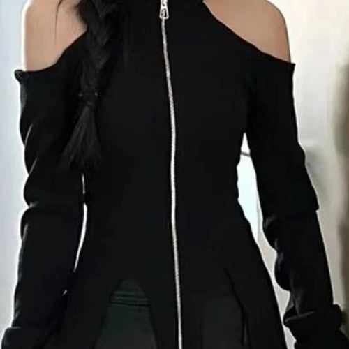 Load image into Gallery viewer, Sexy Fairy Off-the-shoulder Streetwear Slim T-shirts Grunge Knitted Y2k Aesthetic Tees Harajuku Vintage Casual Split Tops Women
