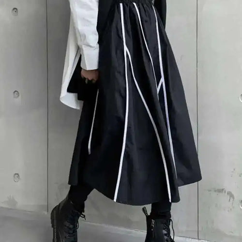 Load image into Gallery viewer, High Elastic Waist Black Liem Spliced Casual Long Half-body Skirt Women Fashion Tide New Spring Autumn 2025 1DE1829
