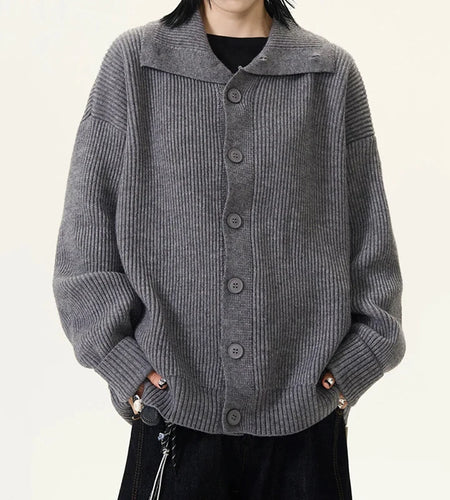 Trendy Male Sweater Spring Lapel Solid Color Design Menwear American Style Knitting Men Clothing Spring Trend 9W1465