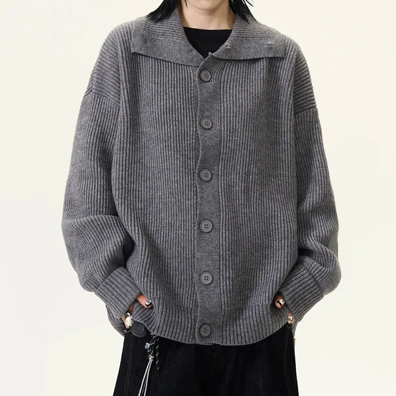 Trendy Male Sweater Spring Lapel Solid Color Design Menwear American Style Knitting Men Clothing Spring Trend 9W1465