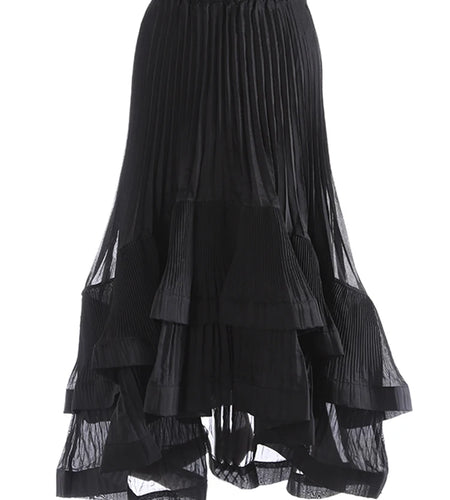 High Elastic Waist Red Pleated Irregular Ruffles Elegant Half-body Skirt Women Fashion Tide New Spring Autumn 2025 1DJ0171